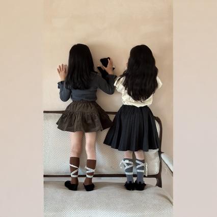 女童秋冬百搭绑带贴标中筒袜