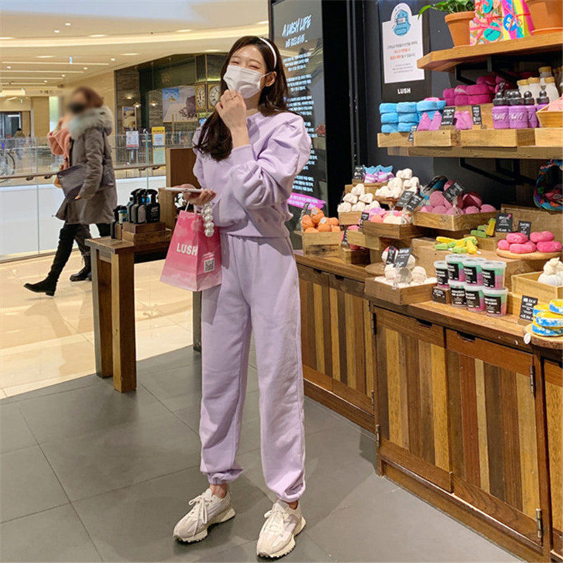 新款2026春秋Chic韩范减龄个性显瘦慵懒风宽松时尚休闲运动套装女