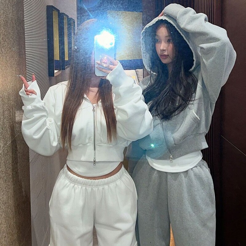 卫衣开衫连帽短款纯棉收腰