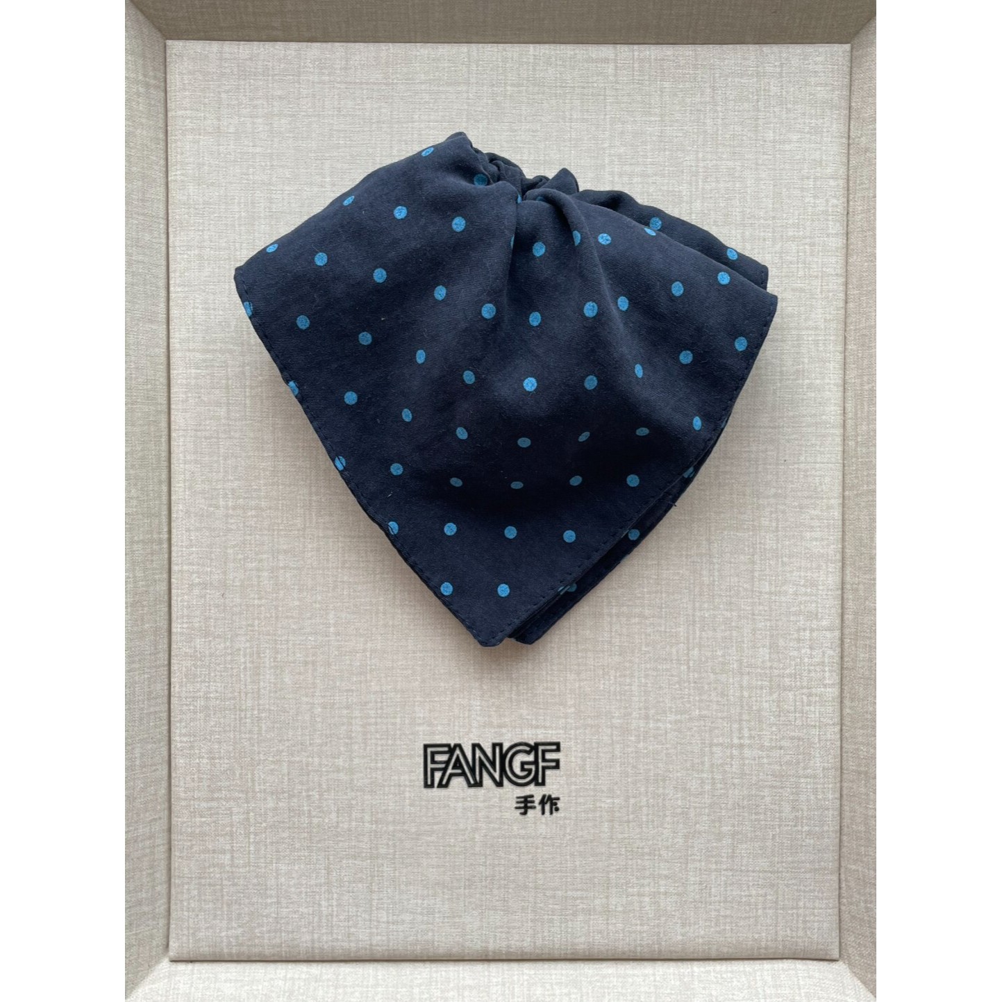 精致手作复古波点薄荷生巧方巾大肠发圈韩系气质扎发头绳女发饰