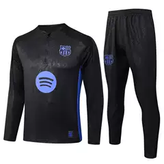 Barcelona 2025 Season Long-Sleeved Football Uniform Black Fan Version Barcelona Training Uniform Breathable Quick-Drying Sports Pants for Men