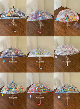 日本J's Planning儿童卡通皮卡丘迪士尼雨伞宝宝透明雨具长柄3岁+