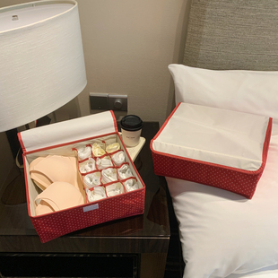 馨帮帮杂货铺 衣柜防尘带盖分格整理箱收纳神器布艺内衣裤收纳盒