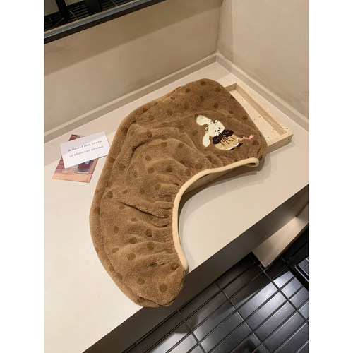 可爱干发吸水速干波点兔子干发帽