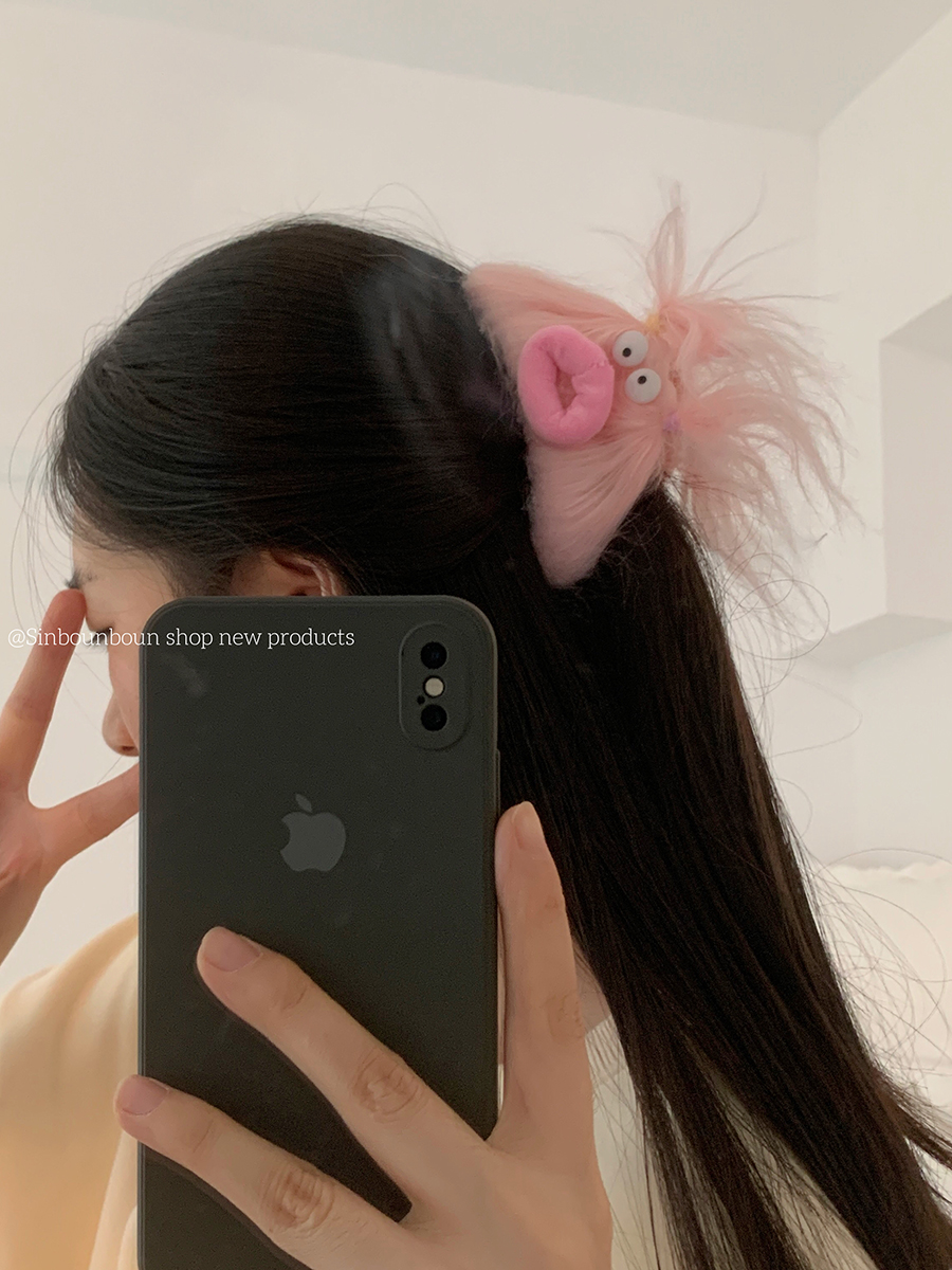 丑萌可爱发夹香肠嘴毛绒抓夹