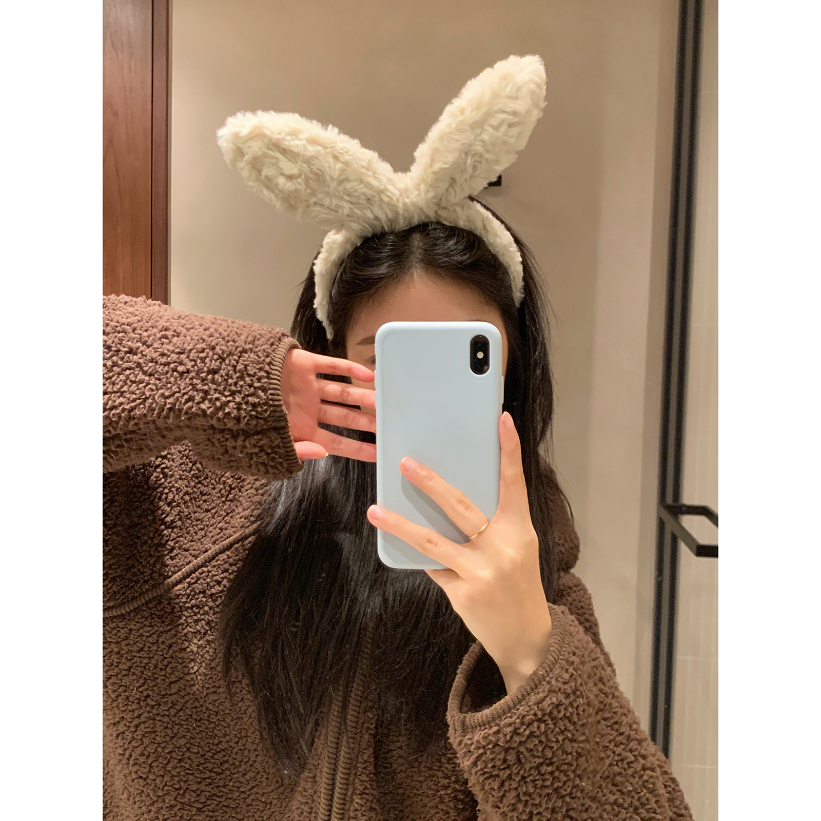 可爱洗脸头箍毛绒兔耳朵压发发箍