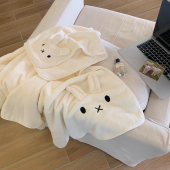 馨帮帮杂货 洗脸毛巾珊瑚绒吸水速干大人裹巾卡通可爱兔子浴巾女