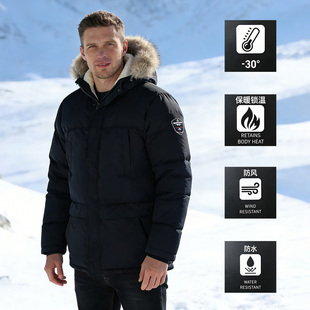 加拿大户外加厚抗风防水极寒零下30保暖大衣毛领大码工装派克棉服