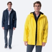 连帽雨衣男 中长款 法国超商时尚 宽松PU抗风防水防雨连帽外套大版