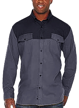 美式Foundry特大码拼色长袖法兰绒猎装衬衣胖哥户外狩猎衬衫300斤