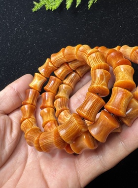 长白山琥珀木佛珠手串北沉香松明子满油全透光明丁54颗包邮