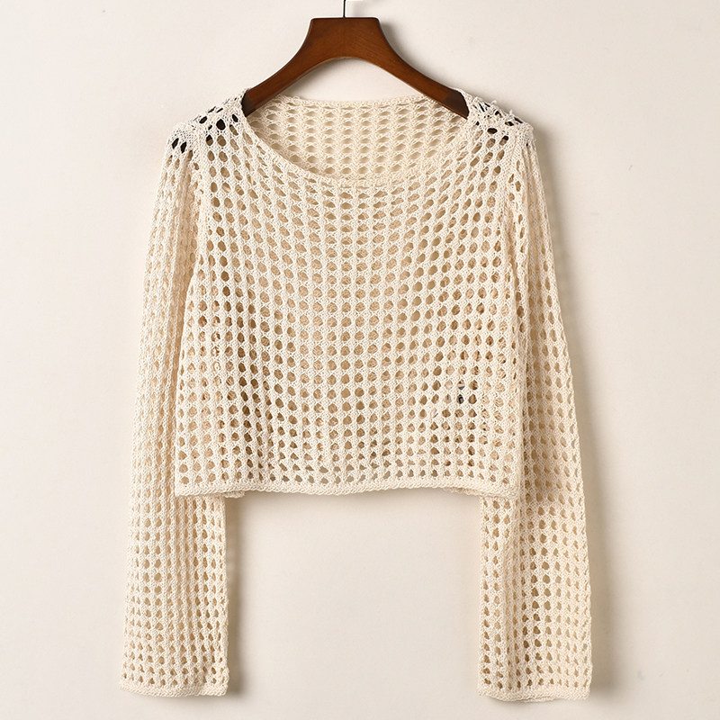 艾诺丝系列慵懒镂空针织衫女短款显瘦防晒罩衫米白色毛衣外套,女装/女士精品,毛针织衫,淘宝优惠券,粉丝福利购,淘宝优惠卷