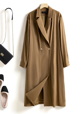 MASE2023年春秋新款风衣外套女中长款英伦复古风小个子高级感大衣