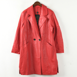 春秋季 女装 潮流百搭中长款 时尚 pu皮衣外套女 品牌折扣正品