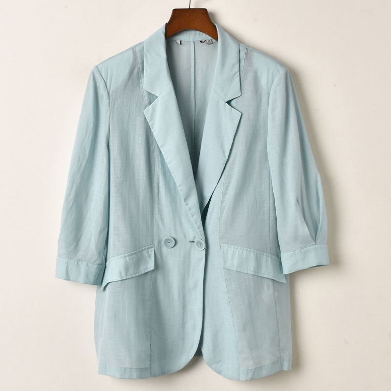 艾诺丝系列轻熟简约风七分袖一粒扣西装外套女薄荷绿通勤百搭修身,女装/女士精品,西装,淘宝优惠券,粉丝福利购,淘宝优惠卷