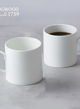 WEDGWOOD威基伍德几何GIO马克杯骨瓷咖啡杯茶杯欧式简约浮雕纹