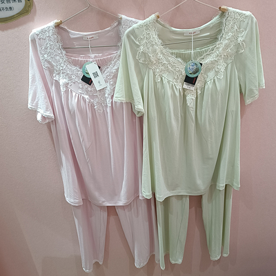 舒适带杯简约短袖睡衣爱慕家居