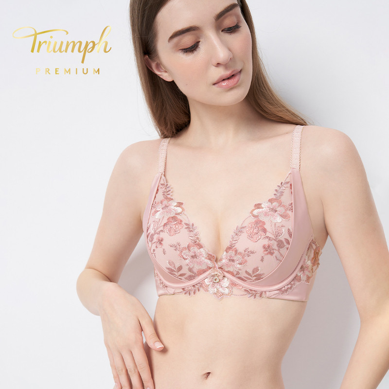 Triumph/黛安芬Premium金致罗莎蕾丝内衣小胸聚拢上托文胸16-8609