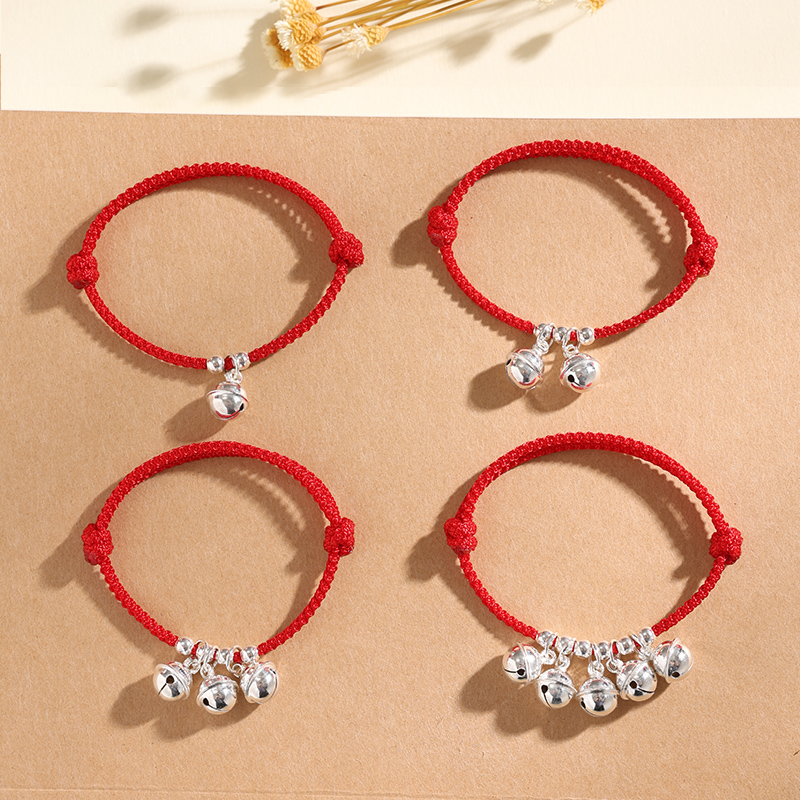 999纯银铃铛会响脚链红绳手链女男婴儿儿童小孩手镯宝宝饰品礼物