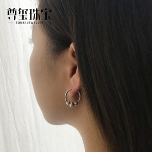 990纯银耳环大小耳圈圈女日韩气质简约网红耳坠送妈妈送女友耳11