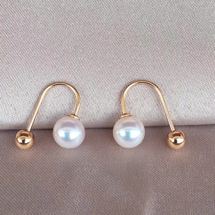 南珠阁 明星同款天然海水珍珠耳扣耳坠耳环18K金AKOYA珍珠正圆
