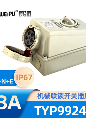 WEIPU威浦 工业机械联锁开关插座TYP9924 IP67五极3P+N+E 63A230V