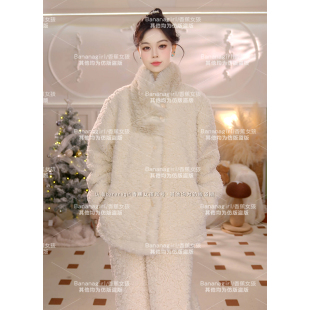 Bananagirl珊瑚绒睡衣女士冬季新款加厚外套家居服冬天加绒可外穿