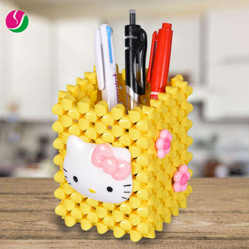 DIY手工串珠笔筒材料包亚克力摆件家居饰品用品珠子工艺品制作