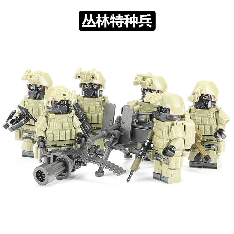 中国积木积木特种兵人仔警察飞虎队益智拼插小颗粒积木男孩子玩具