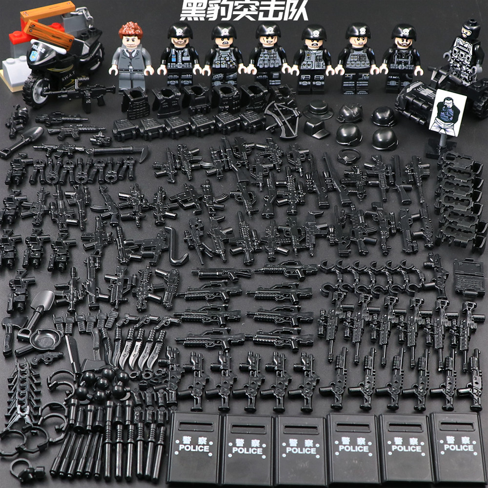 中国积木警察人仔积木特种兵第三方武器包男生拼装小颗粒玩具10岁