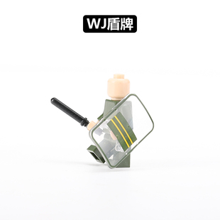 中国积木人仔第三方特种部队警察积木盾牌塑胶配件益智拼插男孩子