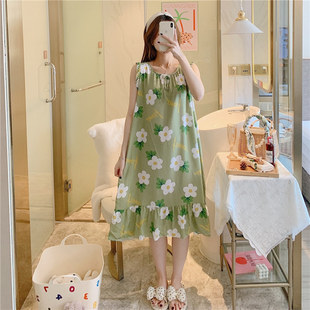棉绸睡裙女夏薄款韩版孕妇妈妈胖MM绵绸学生公主风宽松可外穿睡衣