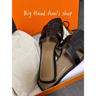 凉拖拖鞋 简约风凉拖鞋 真皮一字拖女外穿平跟防滑头层牛皮夏季 BHA