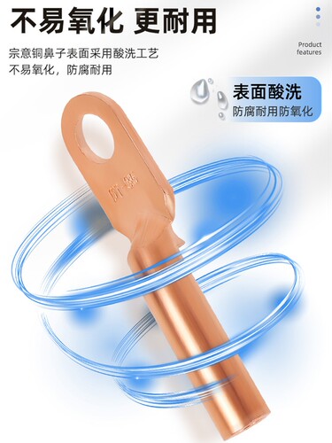 DT-6铜线鼻子接线端子压接头电线电缆堵油铜压接头线耳紫铜镀锡