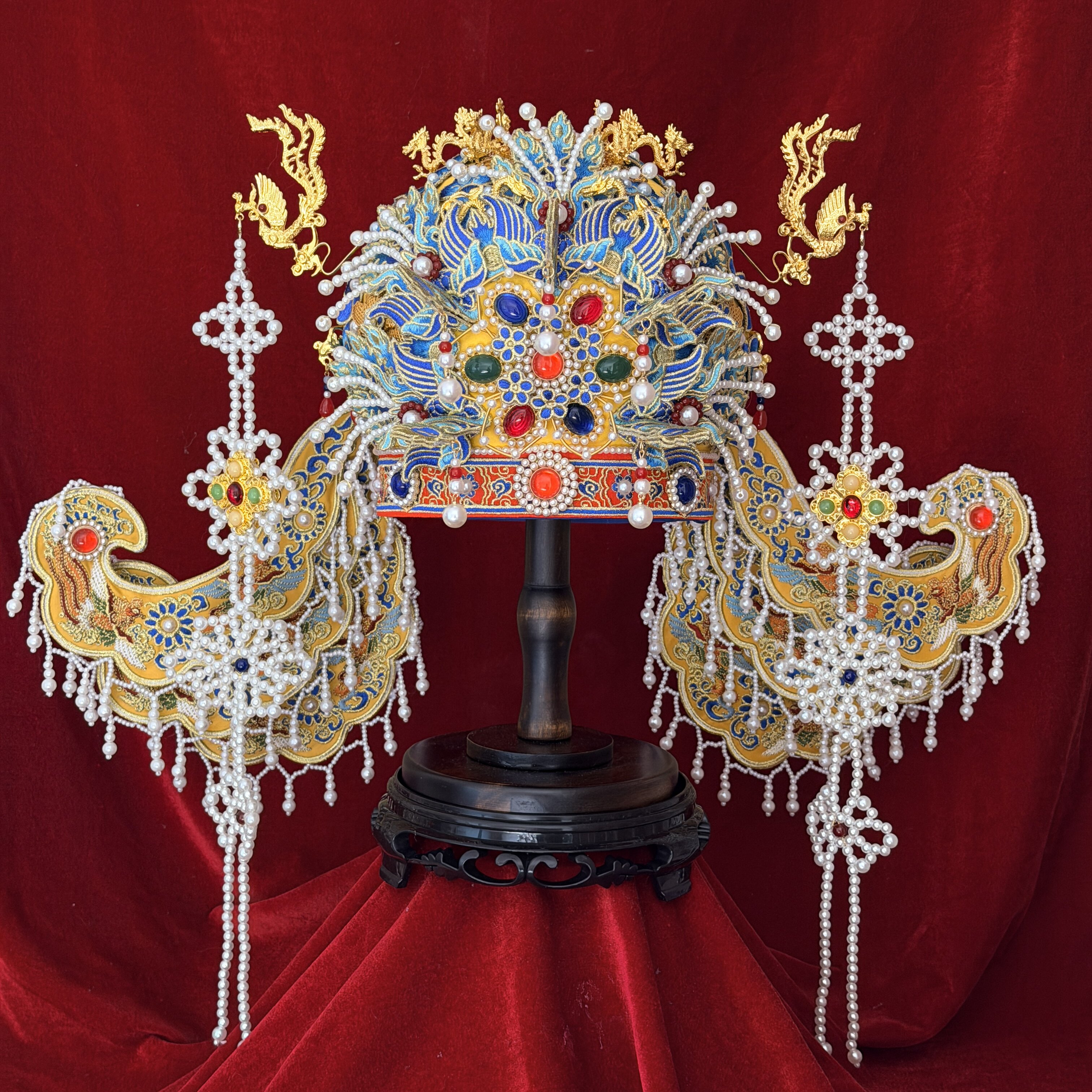 明制凤冠复古汉婚汉服金色博鬓