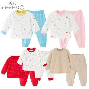 男女宝宝舒适秋衣秋裤 衣服婴幼儿内衣套装 婴儿春秋款 英氏4折起