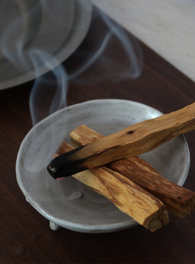 冥想瑜伽净化香熏 palo santo秘鲁圣木高油圣木烧盘诧寂陶盘中式
