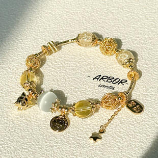 巴西黄水晶手链金猪招财貔貅黄阿塞手串聚财升职加薪财运满满礼物