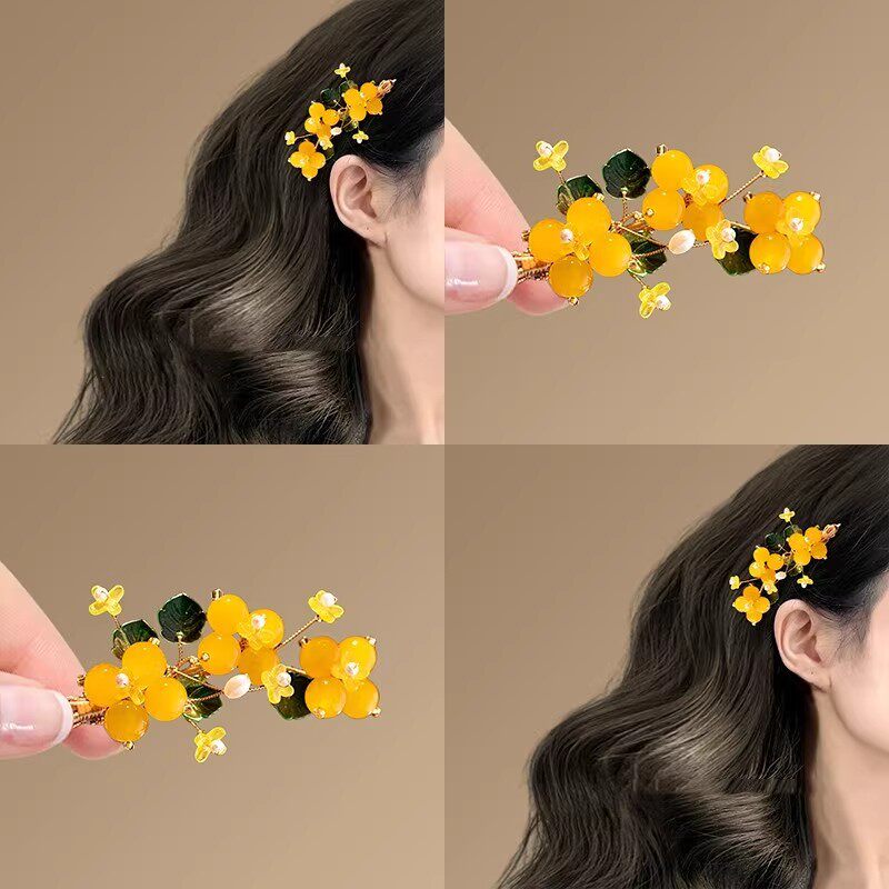 林妙妙同款醋酸手工桂花发饰 秋发饰