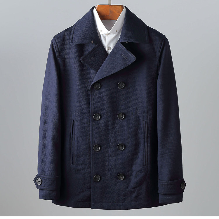 单层男士薄款风衣休闲外贸纯棉双排扣短款泡泡棉时尚男款海军大衣在类目 男装, 风衣中 - 来自Buy2taobao.com提供专业的淘宝代购服务