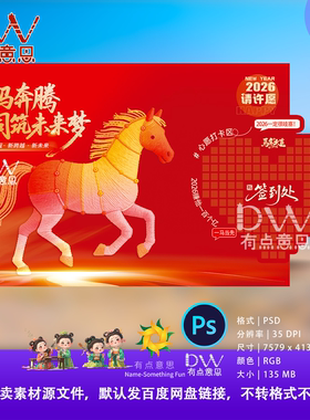 马年红色心愿签名墙氛围kt板布置设计素材签到主视觉展板kv素材ps