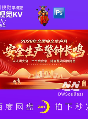 工地企业安全生产宣传海报KV主视觉设计素材红色商务风格PS源文件