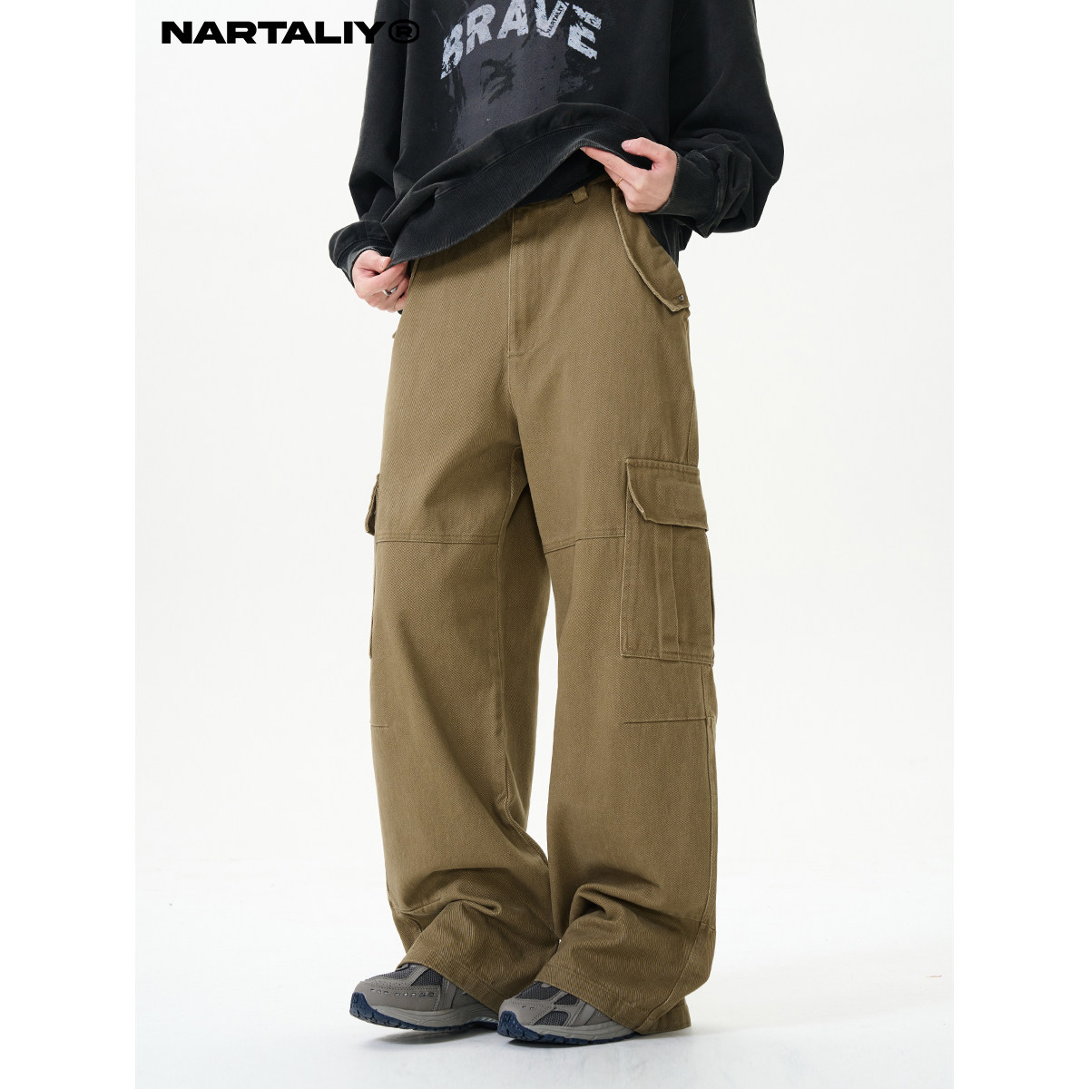 NARTALIY多口袋美式复古纯棉工装裤男春秋潮牌宽松直筒裤阔腿长裤,男装,休闲裤,淘宝优惠券,粉丝福利购,淘宝优惠卷