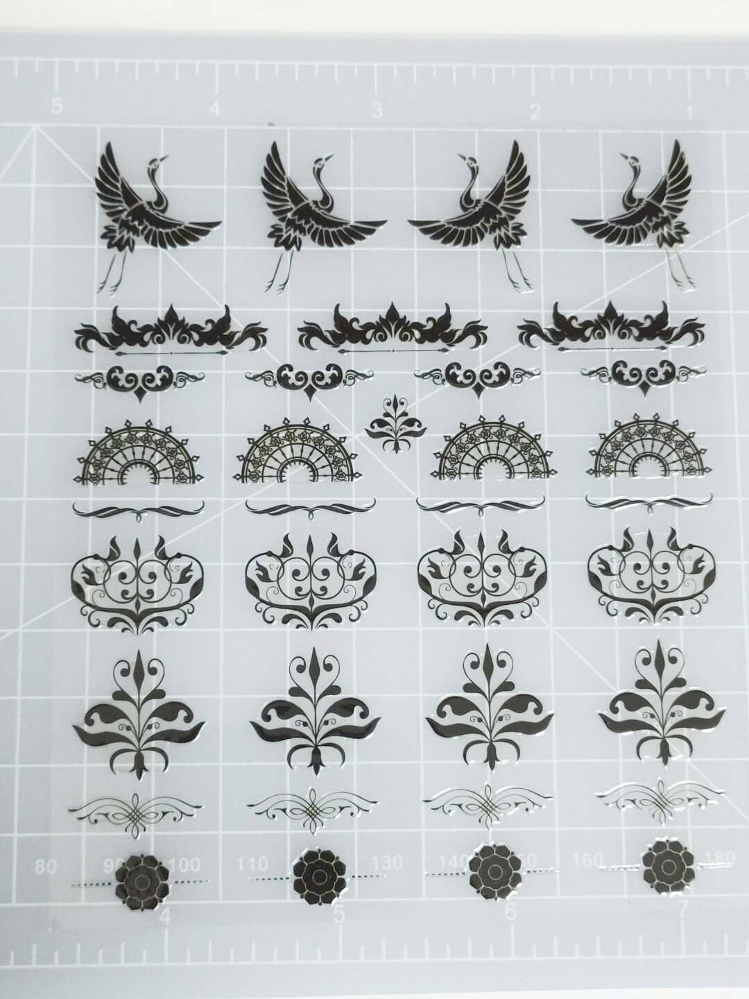 大喵梓兔原创 手帐仙鹤图腾花古风欧式金银超轻粘土咕卡装饰贴纸