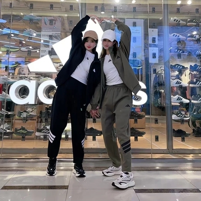 阿迪达斯春季男宽松直筒运动裤