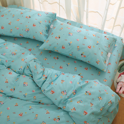 全棉纯棉母婴双层纱被套四件套