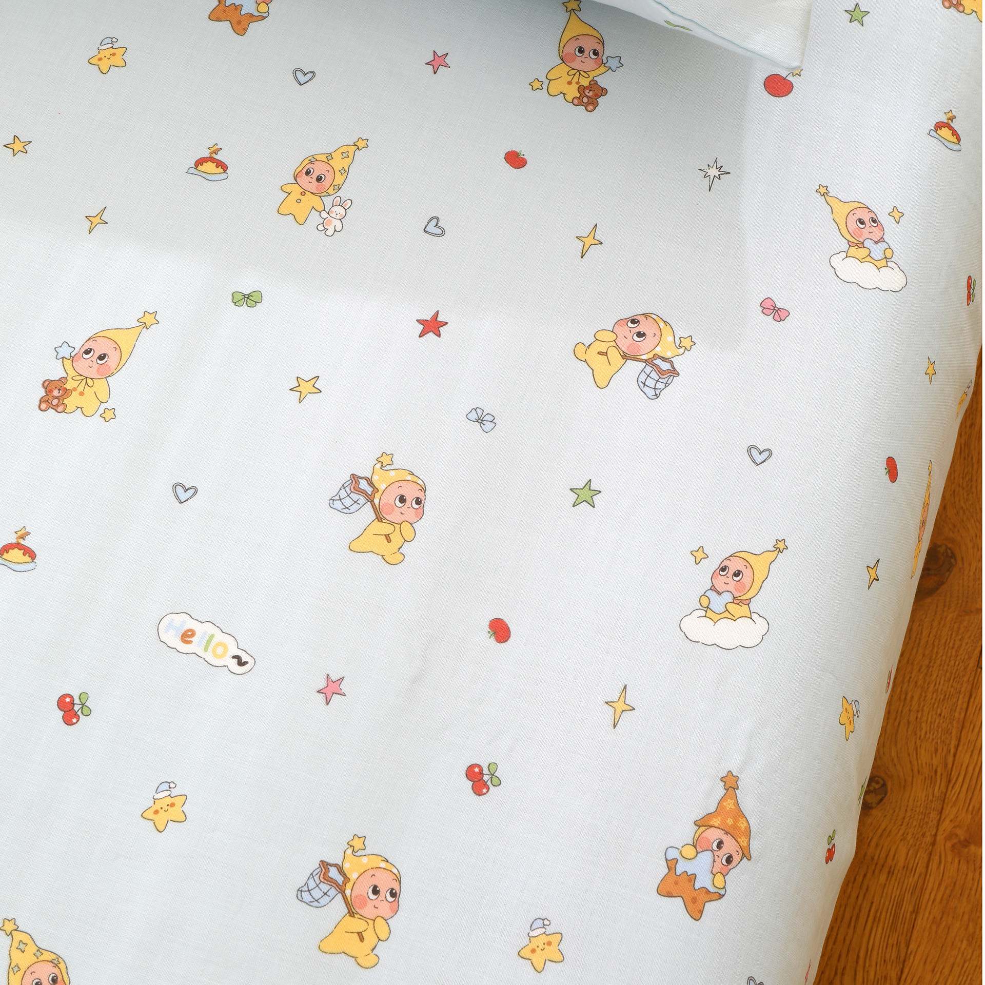 星星人蓝色定制母婴双层纱儿童床单单件纯棉100全棉宝宝婴儿床笠