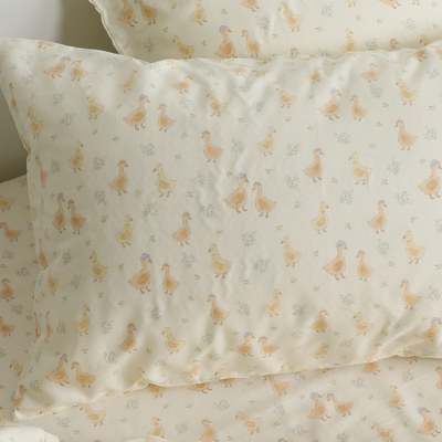 a类双层纱布纯棉枕套可爱小黄鹅