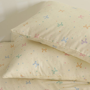 少女蝴蝶结小清新双层纱布纯棉枕套48x74cm单个枕头套一对装 40x60