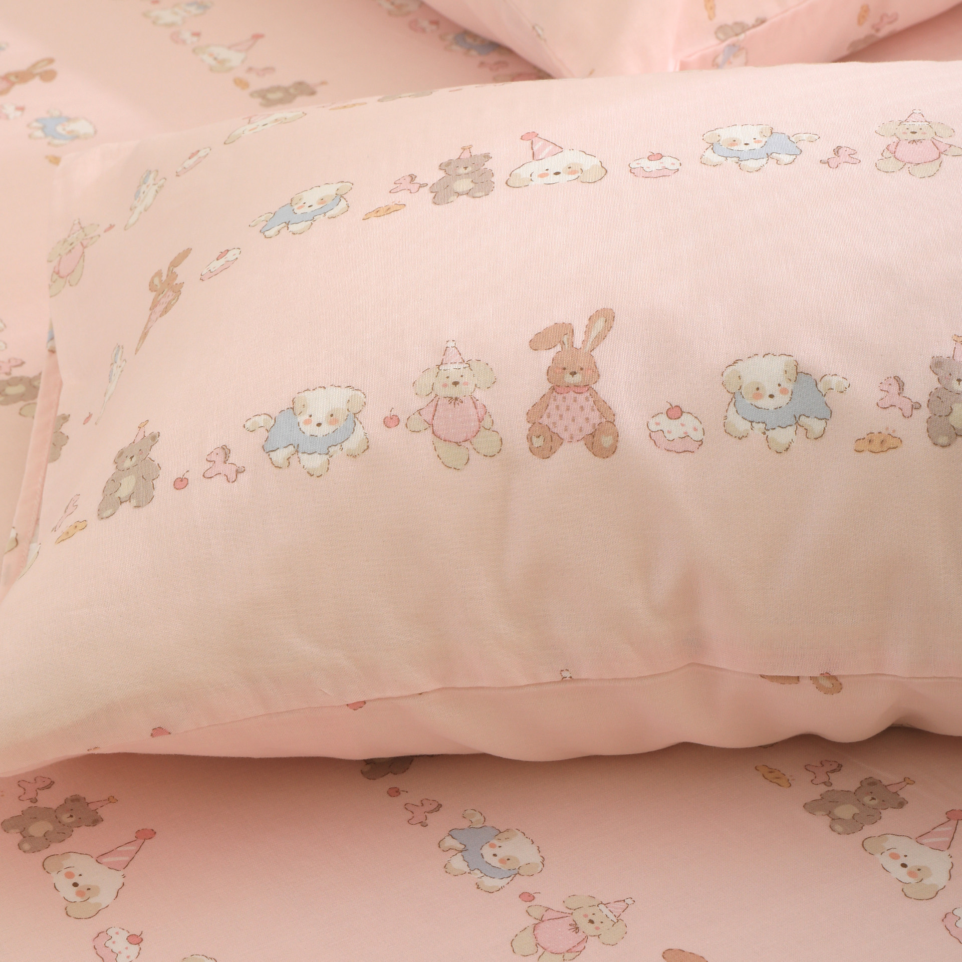 甜趣小狗粉色双层纱婴儿童枕套30x50纯棉100全棉单个枕头套一对装,床上用品,枕套,淘宝优惠券,粉丝福利购,淘宝优惠卷